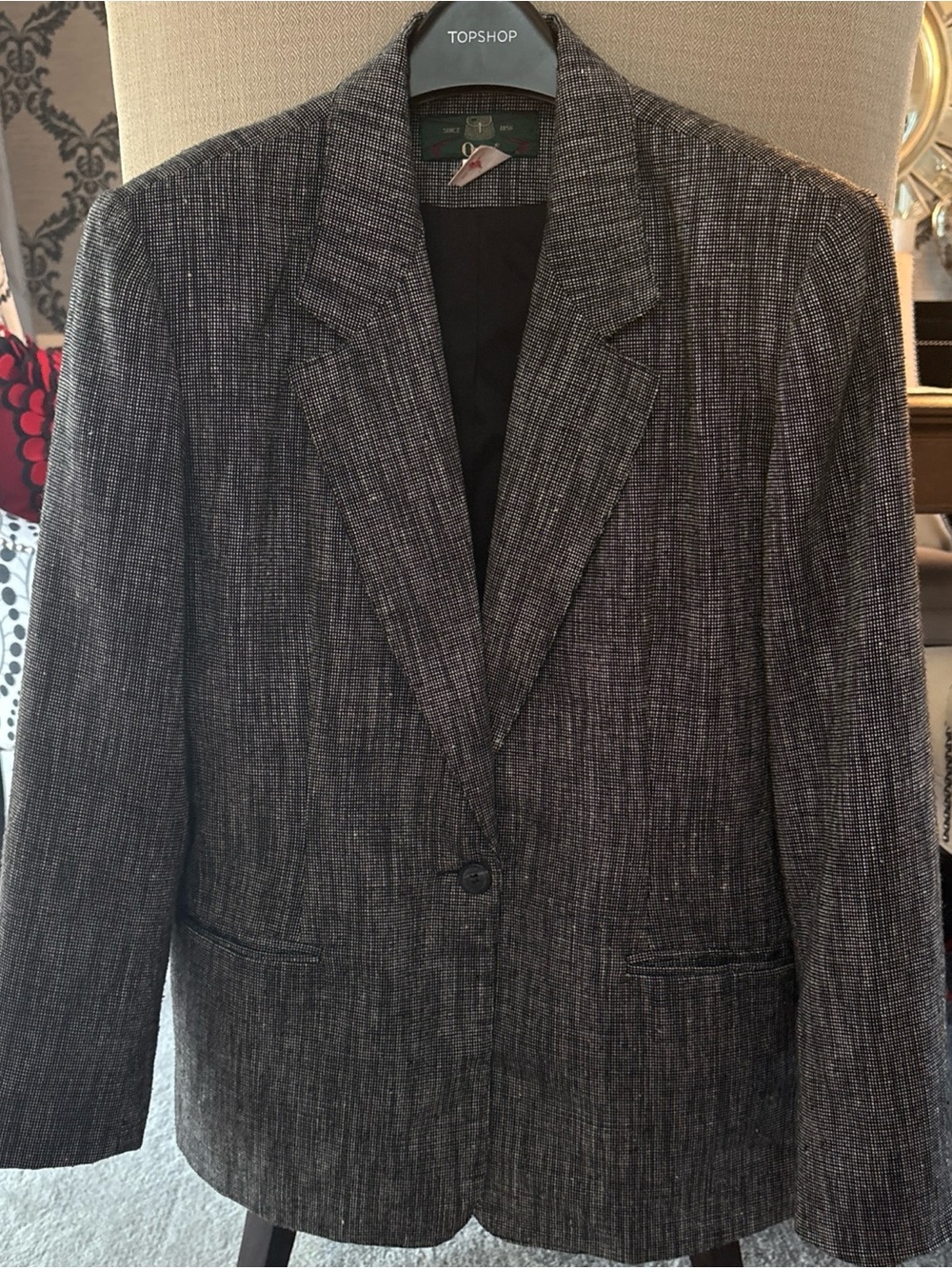 Vintage Orvis Made in USA Wool Silk Blend Blazer Jacket Size 10 Black & White - Picture 10 of 10